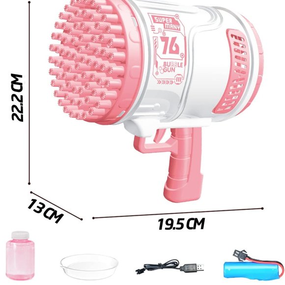New Super Bubble Gun Machine Pink Ages 3+ Toy - Picture 3 of 6